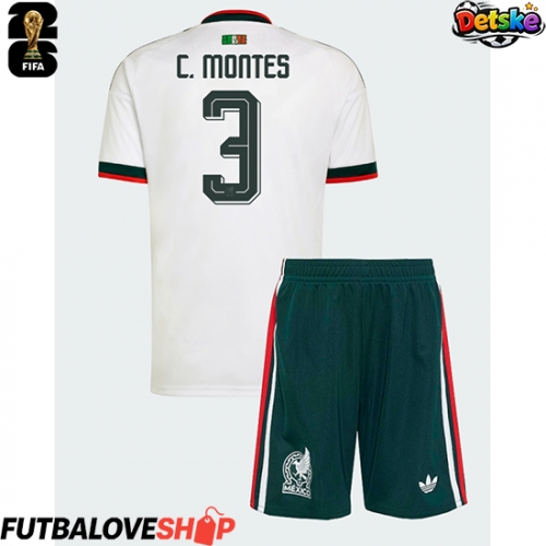 Dres Mexiko Cesar Montes #3 Preč pre deti MS 2026 Krátky Rukáv (+ trenírky)